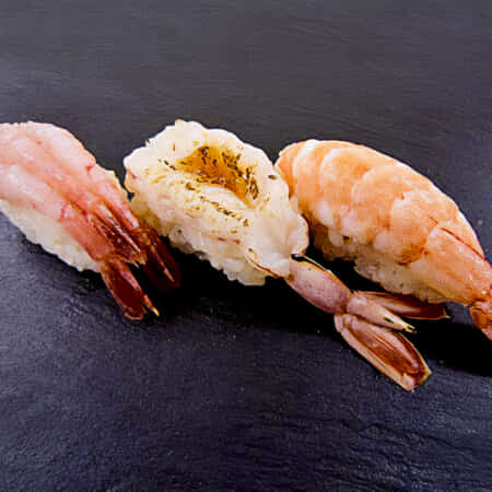 海老の食べ比べ3種盛｜小平市で鮨のテイクアウト・デリバリーなら鮨 比良乃